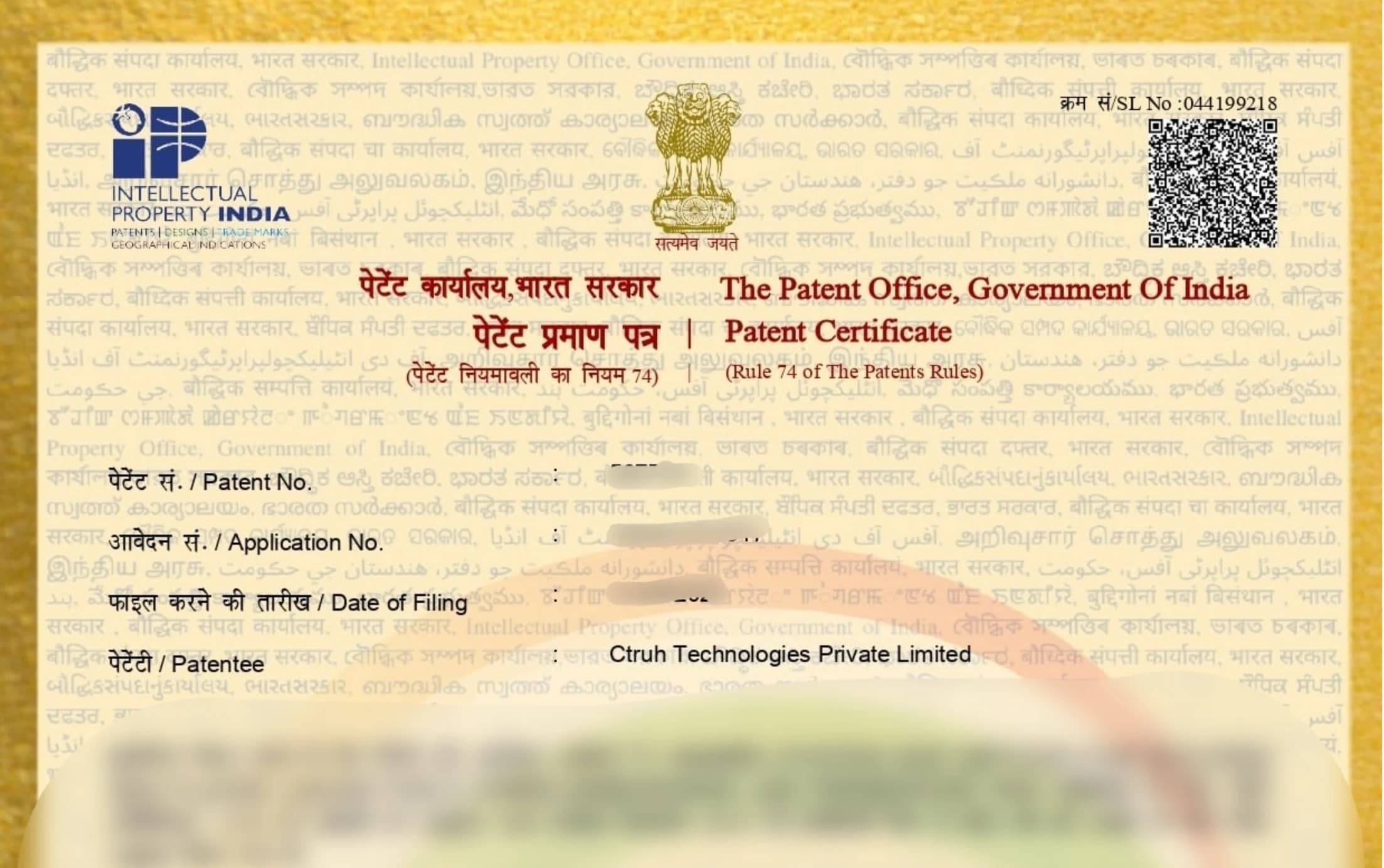First Patent Granted